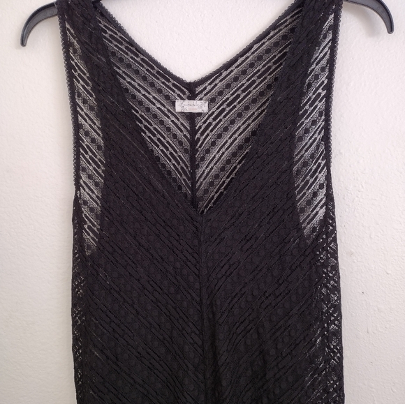 Intimately Free Black Asymmetrical Sheer Lace Sleeveless Dress Size Large - Picture 6 of 16